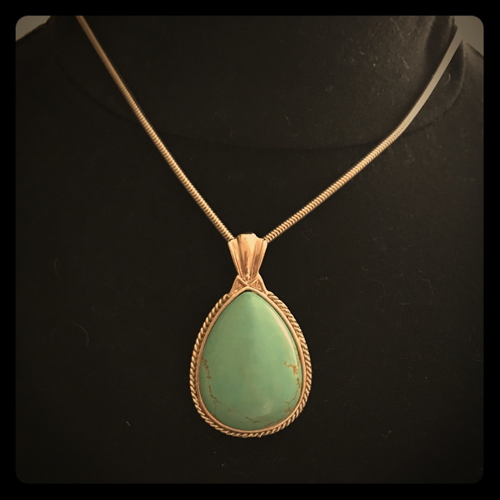Silver and turquoise pendant with silver chain
